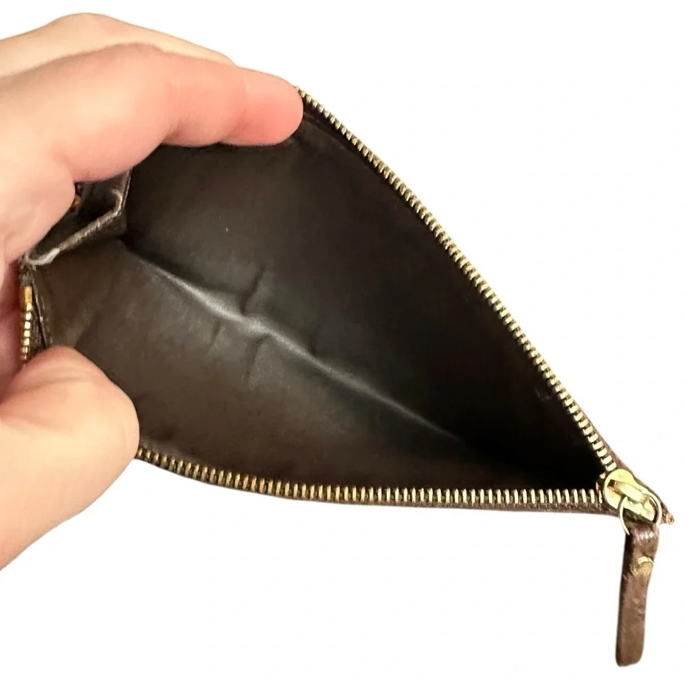 Louis Vuitton Damier Ebene Leather Slim Zippered Pouch Insert